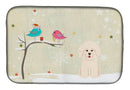 Christmas Presents between Friends Bichon Frise Dish Drying Mat Absorbent Dish Drying Mat Pad for Kitchen Counter Dish Drainer Mat for Countertop, 14 x 21", Multicolor