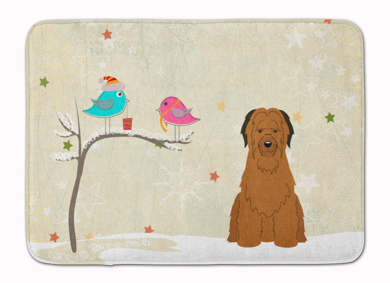 Christmas Presents between Friends Briard Brown Machine Washable Memory Foam Mat BB2554RUG