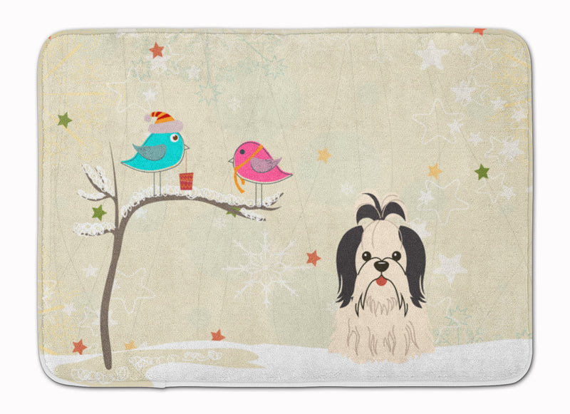 Christmas Presents between Friends Shih Tzu Black White Machine Washable Memory Foam Mat BB2560RUG