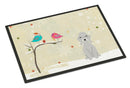 Christmas Presents between Friends Bedlington Terrier - Blue Doormat Indoor Outdoor 18H X 27W Front Door Mat Rugs for Entryway, Non Slip Washable