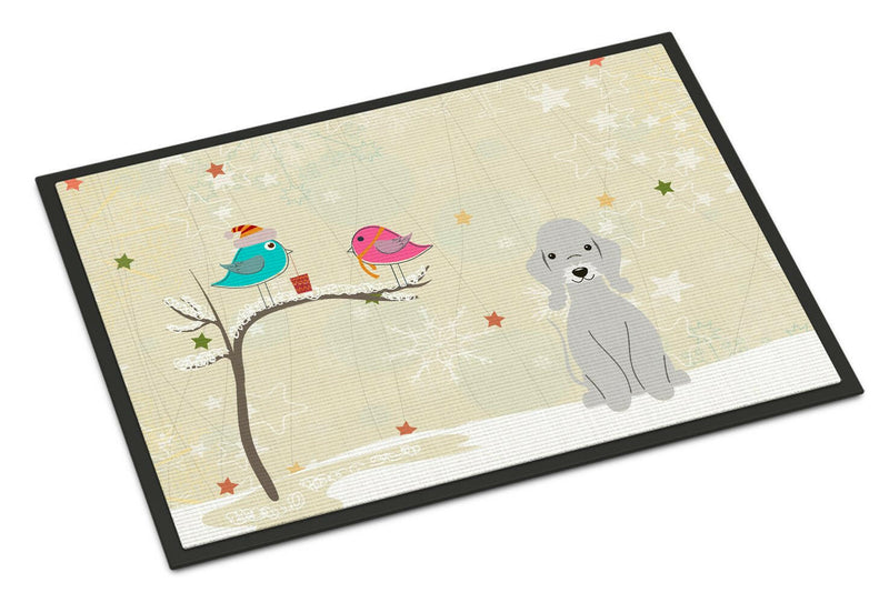 Christmas Presents between Friends Bedlington Terrier Blue Indoor or Outdoor Mat 18x27 BB2562MAT