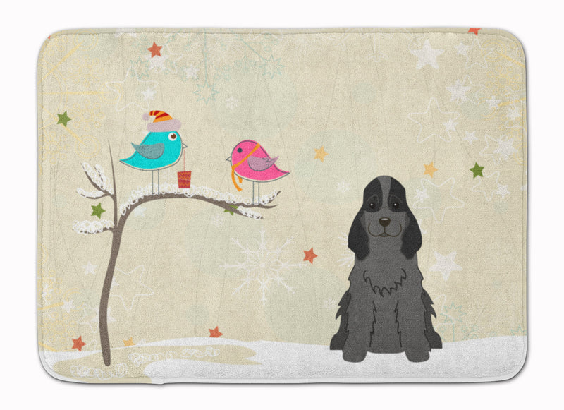 Christmas Presents between Friends Cocker Spaniel Black Machine Washable Memory Foam Mat BB2564RUG