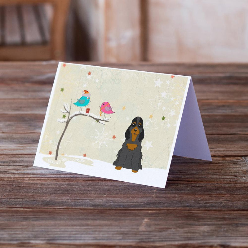 Christmas Presents between Friends Cocker Spaniel - Black and Tan Greeting Cards and Envelopes Pack of 8