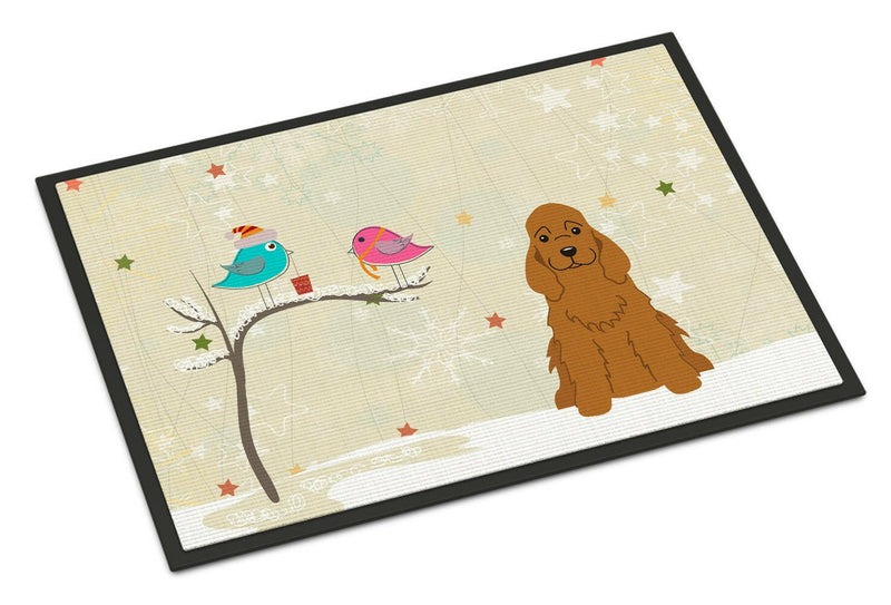 Christmas Presents between Friends Cocker Spaniel Red Indoor or Outdoor Mat 18x27 BB2567MAT