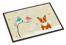 Christmas Presents between Friends Corgi Doormat Indoor Outdoor 18H X 27W Front Door Mat Rugs for Entryway, Non Slip Washable
