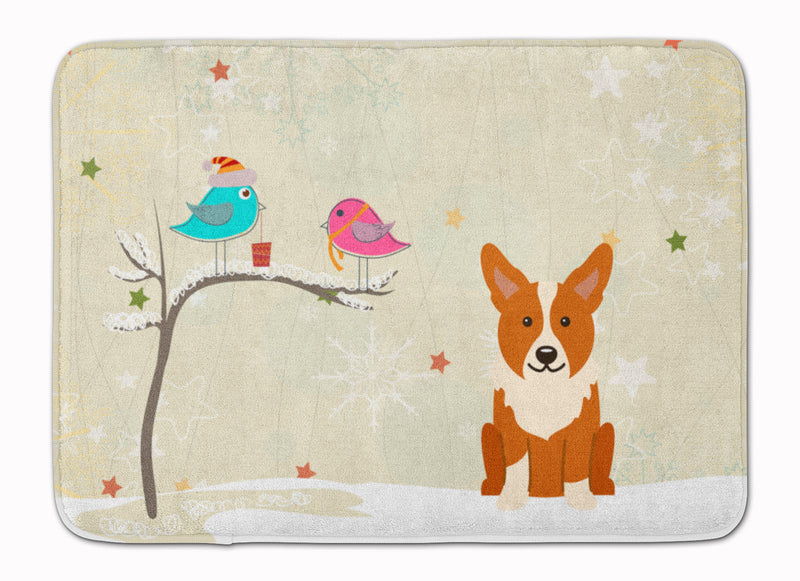 Christmas Presents between Friends Corgi Machine Washable Memory Foam Mat BB2572RUG