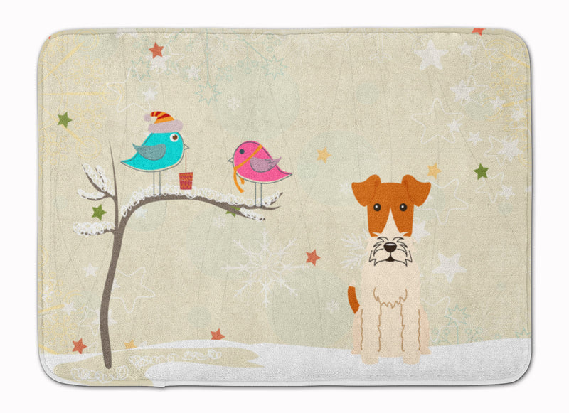 Christmas Presents between Friends Wire Fox Terrier Machine Washable Memory Foam Mat BB2573RUG