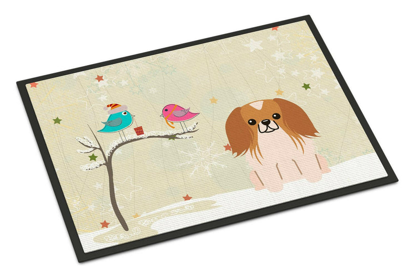 Christmas Presents between Friends Pekingnese Red White Indoor or Outdoor Mat 18x27 BB2575MAT