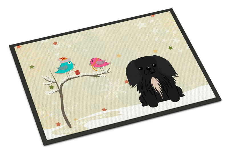 Christmas Presents between Friends Pekingnese Black Indoor or Outdoor Mat 18x27 BB2579MAT