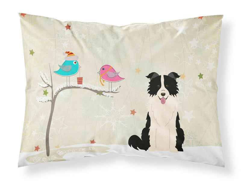 Christmas Presents between Friends Border Collie Black White Fabric Standard Pillowcase BB2590PILLOWCASE