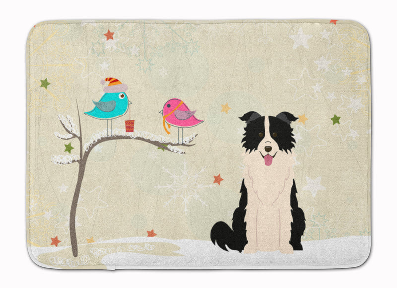 Christmas Presents between Friends Border Collie Black White Machine Washable Memory Foam Mat BB2590RUG