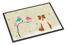 Christmas Presents between Friends Border Collie - Red and White Doormat Indoor Outdoor 24H X 36W Front Door Mat Rugs for Entryway, Non Slip Washable Low Pile,