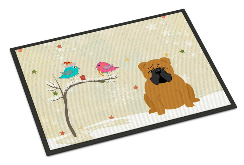 Christmas Presents between Friends English Bulldog Red Indoor or Outdoor Mat 18x27 BB2594MAT