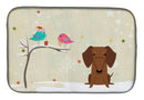 Christmas Presents between Friends Dachshund - Red Dish Drying Mat Absorbent Dish Drying Mat Pad for Kitchen Counter Dish Drainer Mat for Countertop, 14 x 21", Multicolor