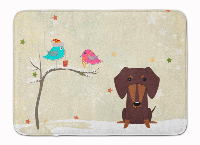 Christmas Presents between Friends Dachshund Chocolate Machine Washable Memory Foam Mat BB2603RUG