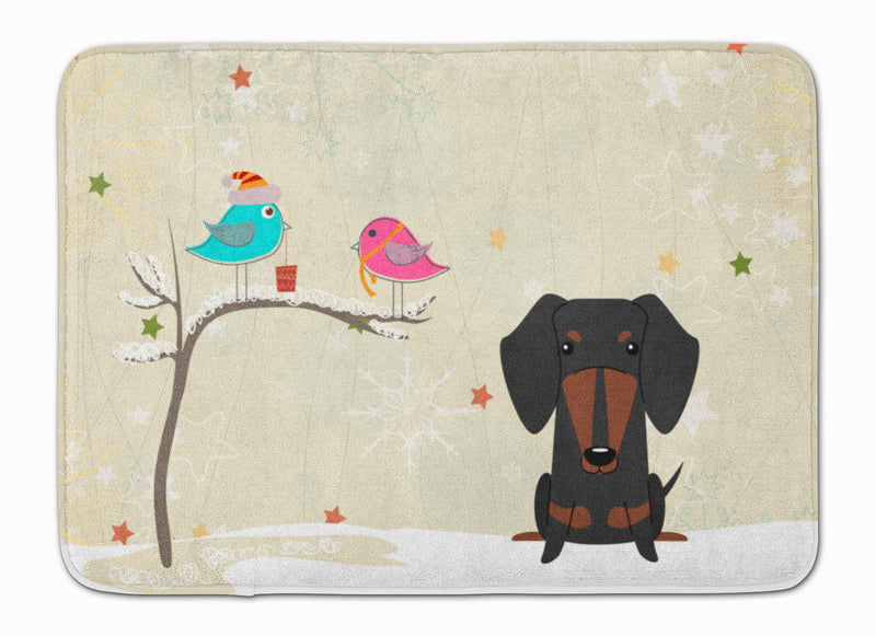 Christmas Presents between Friends Dachshund Black Tan Machine Washable Memory Foam Mat BB2604RUG