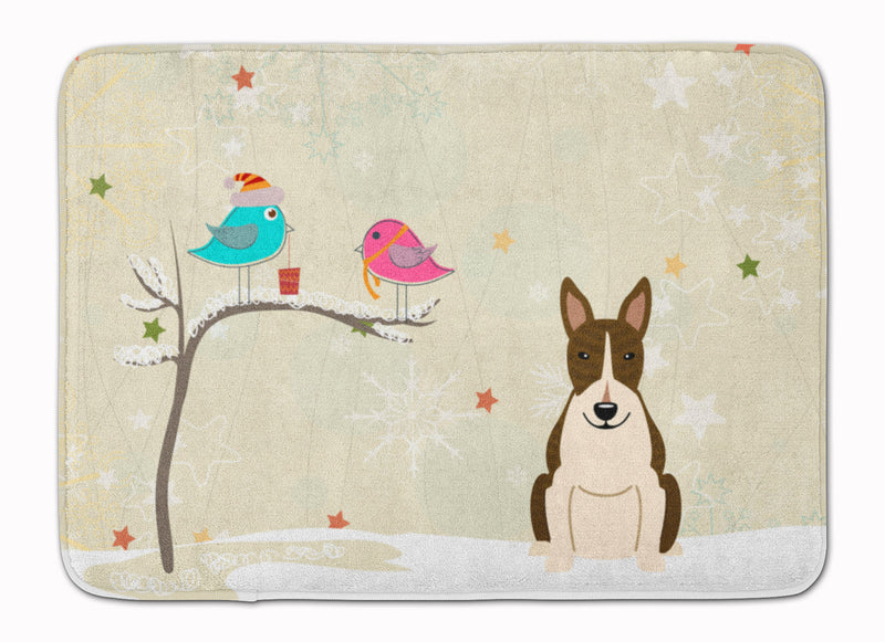 Christmas Presents between Friends Bull Terrier Dark Brindle Machine Washable Memory Foam Mat BB2608RUG