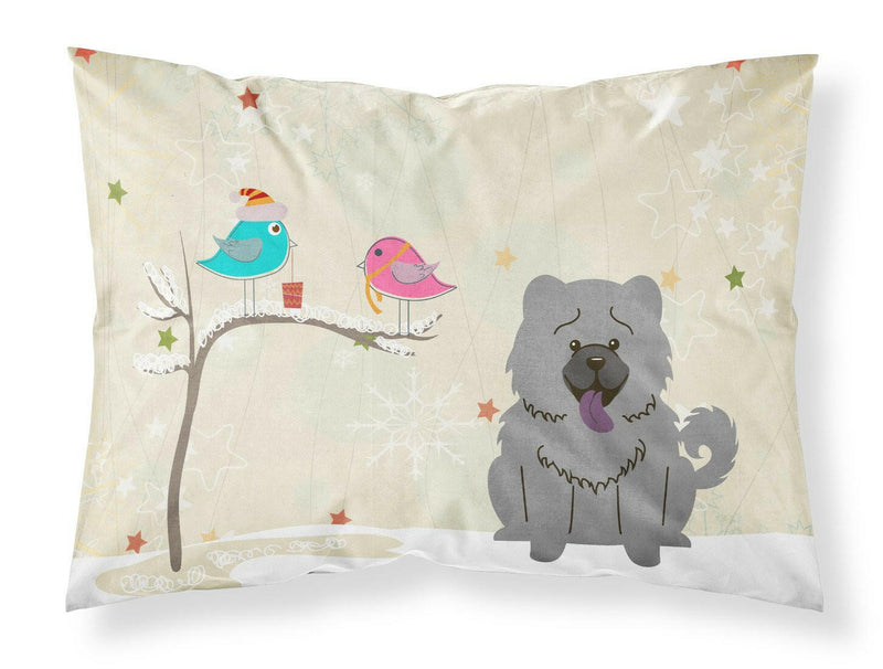 Christmas Presents between Friends Chow Chow Blue Fabric Standard Pillowcase BB2611PILLOWCASE