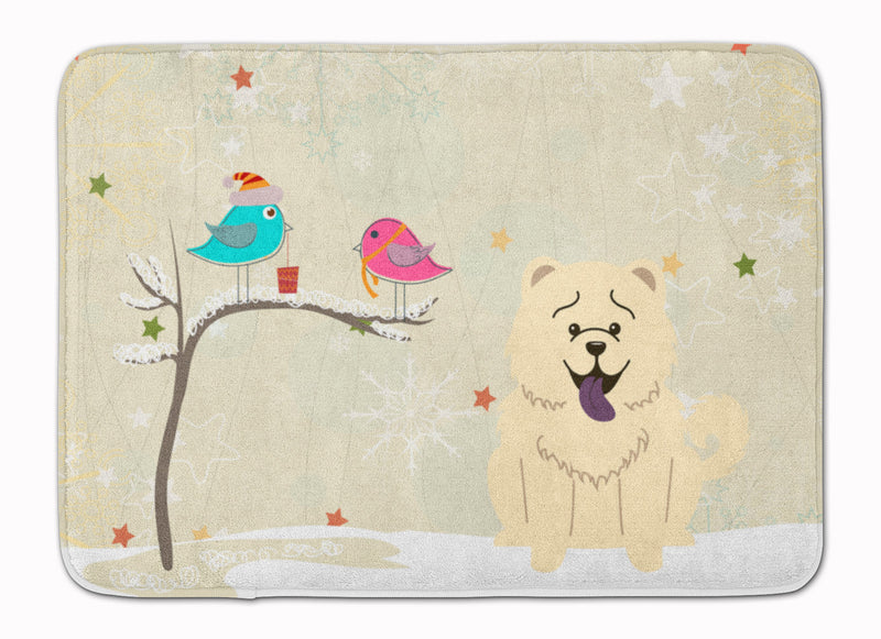 Christmas Presents between Friends Chow Chow White Machine Washable Memory Foam Mat BB2612RUG