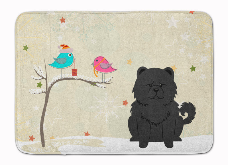 Christmas Presents between Friends Chow Chow Black Machine Washable Memory Foam Mat BB2615RUG