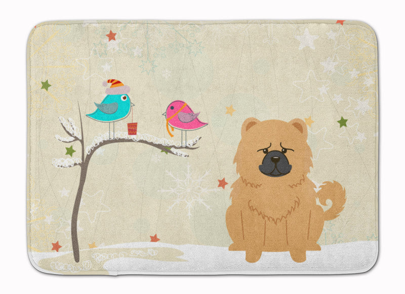 Christmas Presents between Friends Chow Chow Cream Machine Washable Memory Foam Mat BB2616RUG