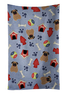 Dog House Collection Pug Brown Kitchen Towel Velour Plush Front and Cotton Loop Back Machine Washable