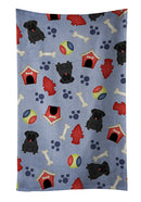 Dog House Collection Pug Black Kitchen Towel Velour Plush Front and Cotton Loop Back Machine Washable