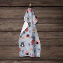 Dog House Collection French Bulldog Black Kitchen Towel Velour Plush Front and Cotton Loop Back Machine Washable