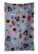 Dog House Collection French Bulldog Black Kitchen Towel Velour Plush Front and Cotton Loop Back Machine Washable