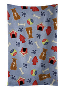 Dog House Collection Staffordshire Bull Terrier Brown Kitchen Towel Velour Plush Front and Cotton Loop Back Machine Washable