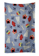 Dog House Collection Miniature Schnauzer White Kitchen Towel Velour Plush Front and Cotton Loop Back Machine Washable