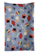Dog House Collection Papillon Sable White Kitchen Towel Velour Plush Front and Cotton Loop Back Machine Washable