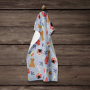 Dog House Collection Briard Brown Kitchen Towel Velour Plush Front and Cotton Loop Back Machine Washable