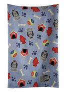 Dog House Collection Shih Tzu Black Silver Kitchen Towel Velour Plush Front and Cotton Loop Back Machine Washable