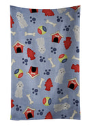 Dog House Collection Bedlington Terrier Blue Kitchen Towel Velour Plush Front and Cotton Loop Back Machine Washable