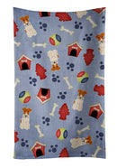 Dog House Collection Wire Fox Terrier Kitchen Towel Velour Plush Front and Cotton Loop Back Machine Washable
