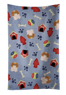 Dog House Collection Pekingese Red White Kitchen Towel Velour Plush Front and Cotton Loop Back Machine Washable