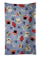 Dog House Collection Pekingese Cream Kitchen Towel Velour Plush Front and Cotton Loop Back Machine Washable