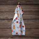 Dog House Collection Chinese Chongqing Dog Kitchen Towel Velour Plush Front and Cotton Loop Back Machine Washable