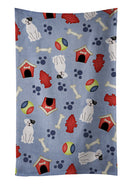 Dog House Collection White Boxer Cooper Kitchen Towel Velour Plush Front and Cotton Loop Back Machine Washable