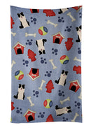 Dog House Collection Border Collie Black White Kitchen Towel Velour Plush Front and Cotton Loop Back Machine Washable