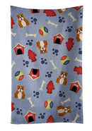 Dog House Collection English Bulldog Red White Kitchen Towel Velour Plush Front and Cotton Loop Back Machine Washable