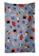 Dog House Collection English Bulldog Grey Brindle  Kitchen Towel Velour Plush Front and Cotton Loop Back Machine Washable