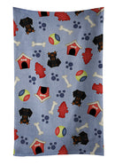 Dog House Collection Wire Haired Dachshund Black Tan Kitchen Towel Velour Plush Front and Cotton Loop Back Machine Washable