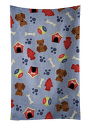 Dog House Collection Dachshund Red Brown Kitchen Towel Velour Plush Front and Cotton Loop Back Machine Washable