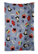 Dog House Collection Bull Terrier Black White Kitchen Towel Velour Plush Front and Cotton Loop Back Machine Washable