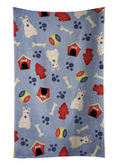 Dog House Collection Bull Terrier White Kitchen Towel Velour Plush Front and Cotton Loop Back Machine Washable