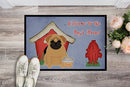 Dog House Collection Pug Brown Doormat Indoor Outdoor 24H X 36W Front Door Mat Rugs for Entryway, Non Slip Washable Low Pile,