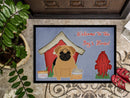 Dog House Collection Pug Brown Doormat Indoor Outdoor 24H X 36W Front Door Mat Rugs for Entryway, Non Slip Washable Low Pile,