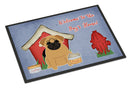 Dog House Collection Pug Brown Doormat Indoor Outdoor 24H X 36W Front Door Mat Rugs for Entryway, Non Slip Washable Low Pile,
